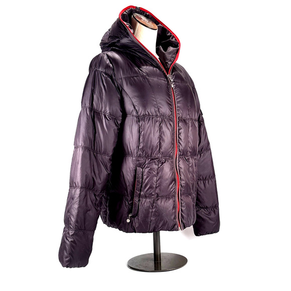 Eddie Bauer Goose Down Zip Hood Jacket Womens LG Feather Coat EB550 Lightweight - Picture 5 of 14